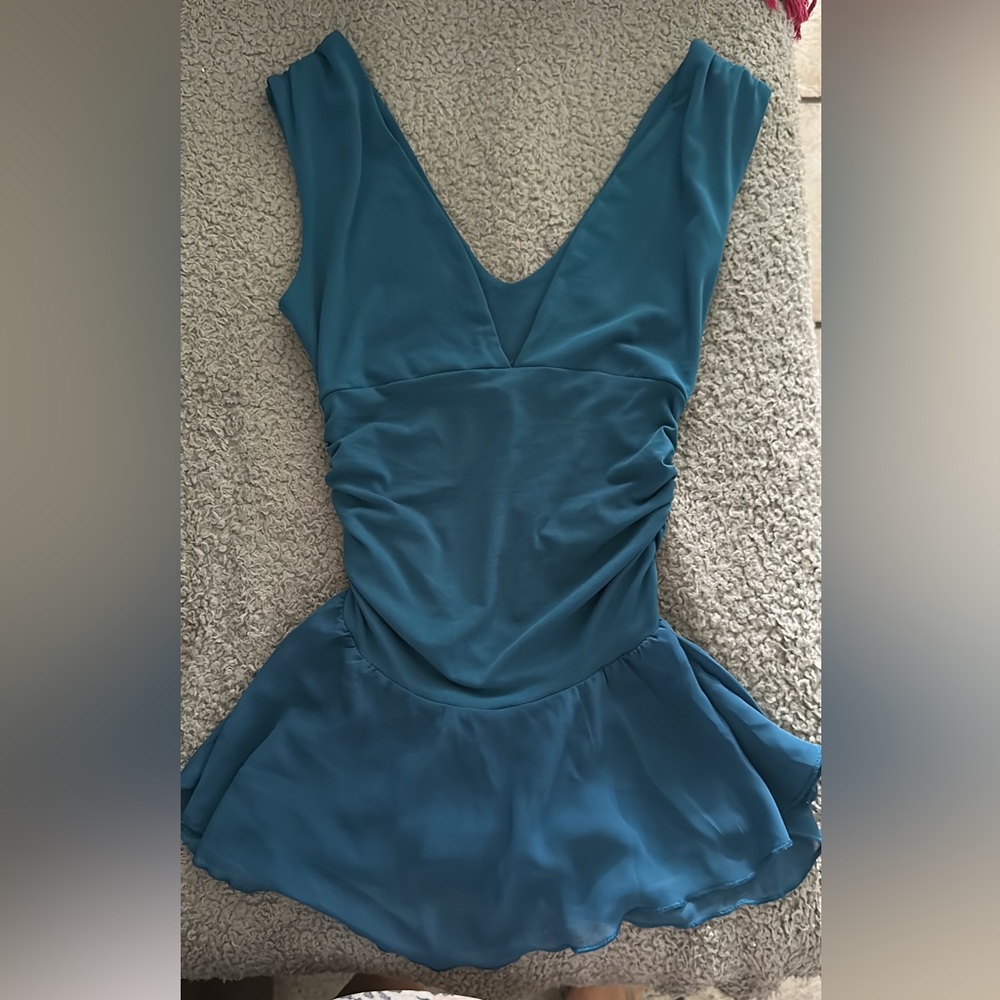 Girl blouse teal blue xsmall like new!
